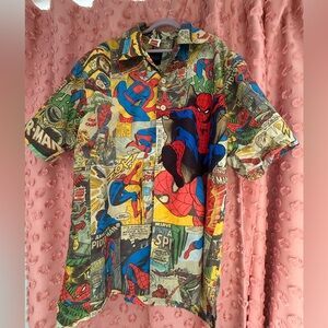 Marvel Comics Ralph Marlin Men’s Spider-Man All Over Print Comic Shirt - Size M